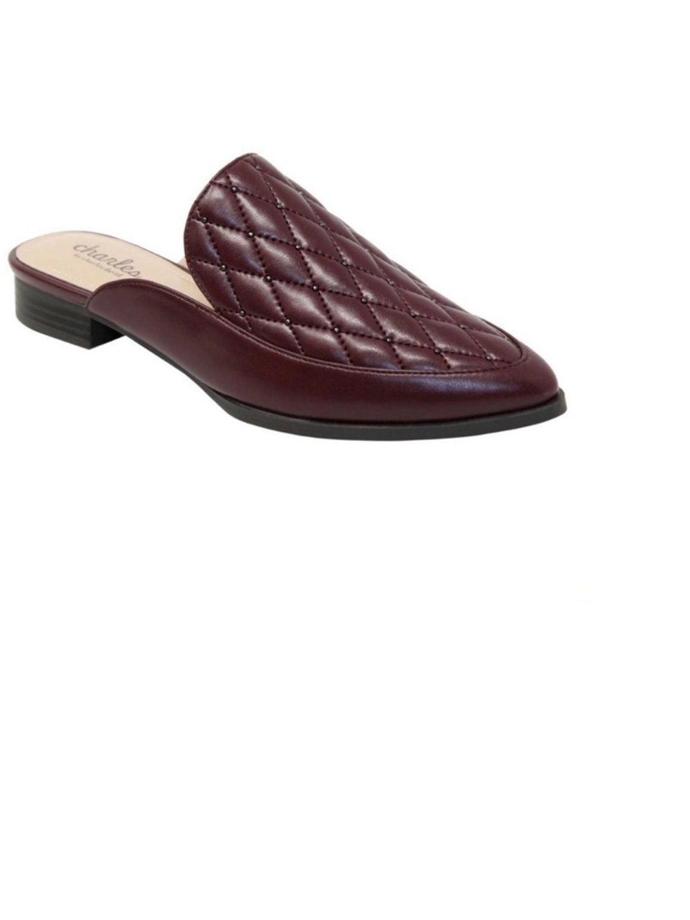 Charles By Charles David Quilted Wine Leather Slip-On Mule